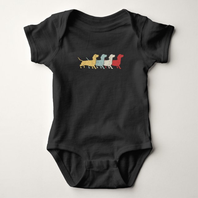 Body Para Bebé Dachshund Retro Vintage (Anverso)