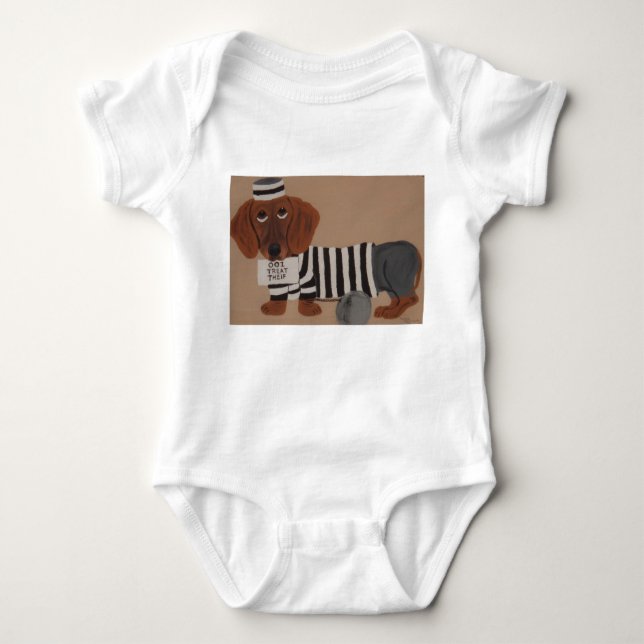 Body Para Bebé Dachshund Treat Thief inmate (Anverso)