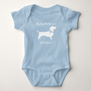 Body Para Bebé Dachshund Wiener Dog Baby Shower Blue Boy