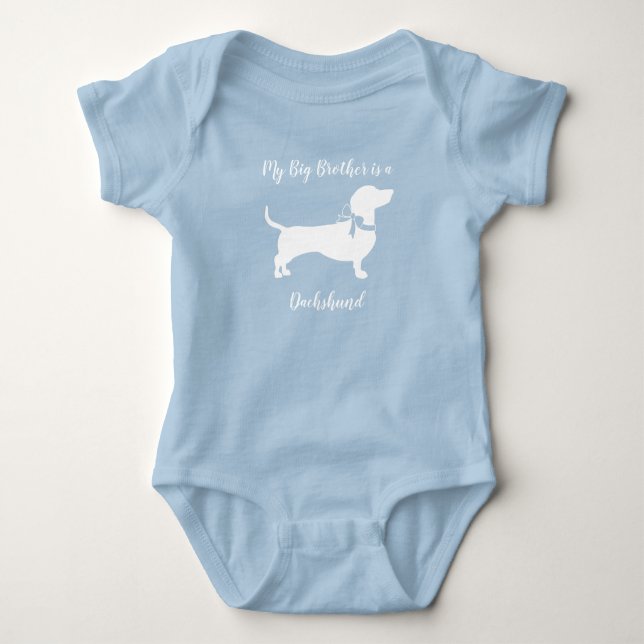 Body Para Bebé Dachshund Wiener Dog Baby Shower Blue Boy (Anverso)