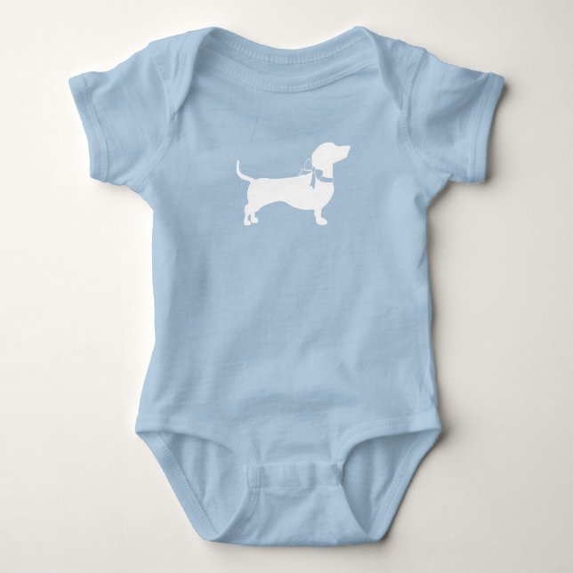 Body Para Bebé Dachshund Wiener Dog Baby Shower Blue Boy (Anverso)