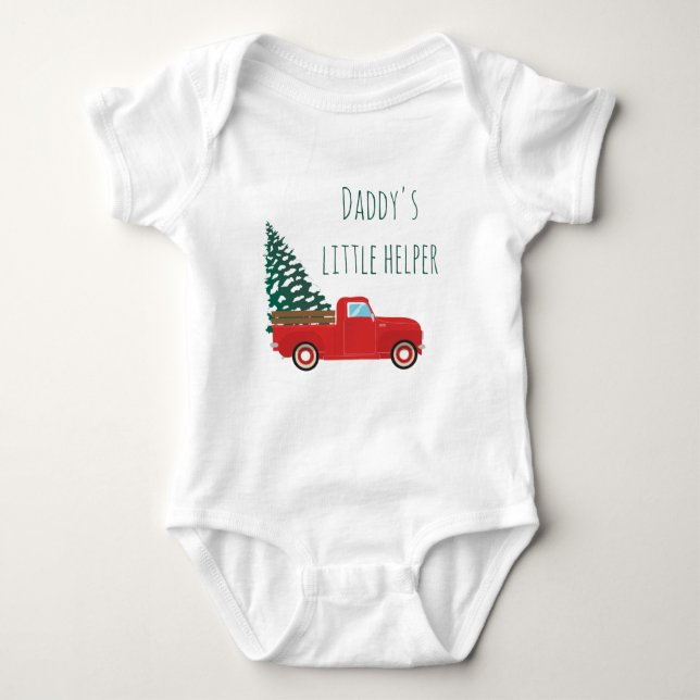 Body Para Bebé Daddys Little Helper Pickup Truck Christmas Tree (Anverso)