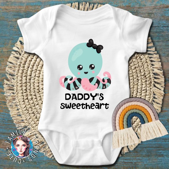 Body Para Bebé Daddy's Sweetheart Kawaii Pulpo (Subido por el creador)