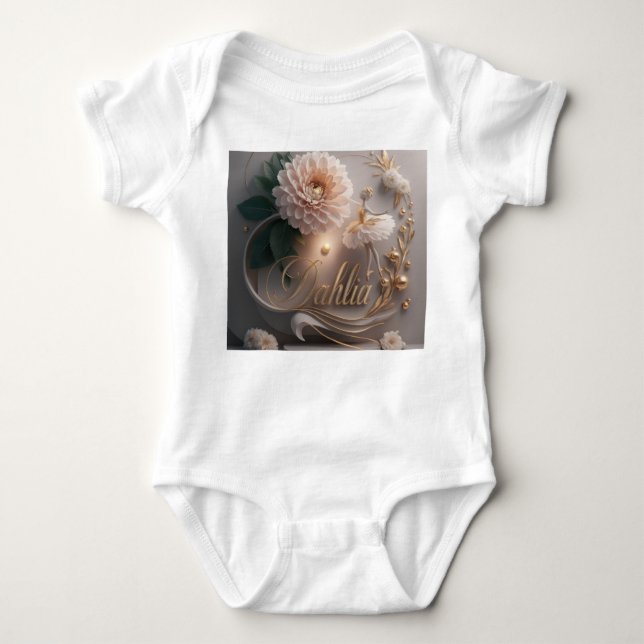 Body Para Bebé  Dahlia Ballet Bloom Floral Art Design (Anverso)