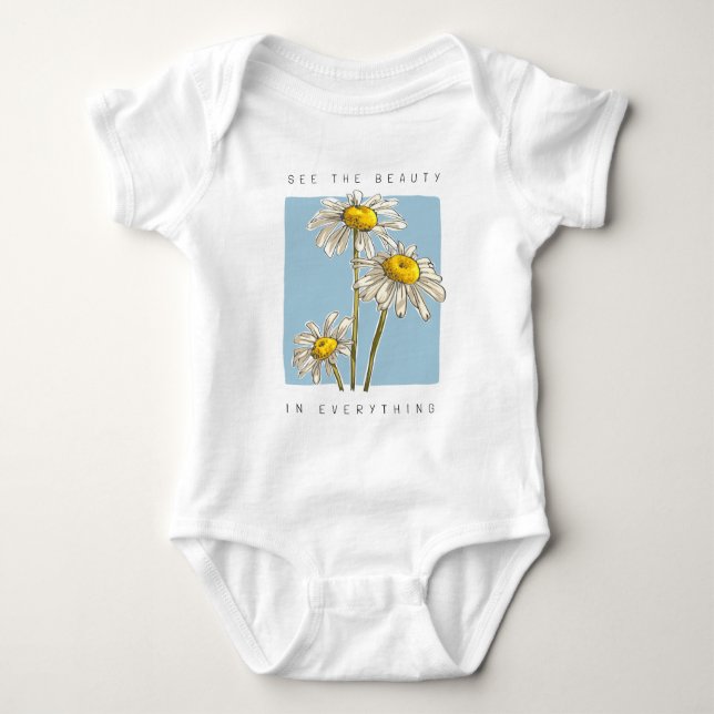 Body Para Bebé Daisy Flowers Beauty Slogan (Anverso)