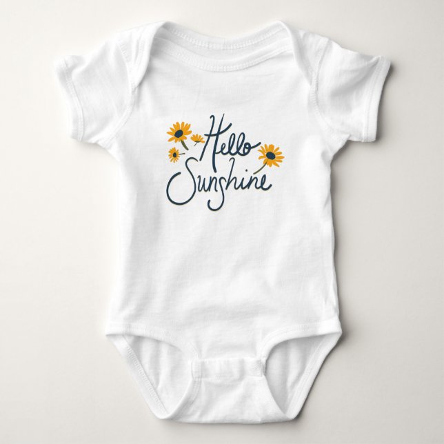 Body Para Bebé Daisy Flowers Hello Sunshine Saying (Anverso)