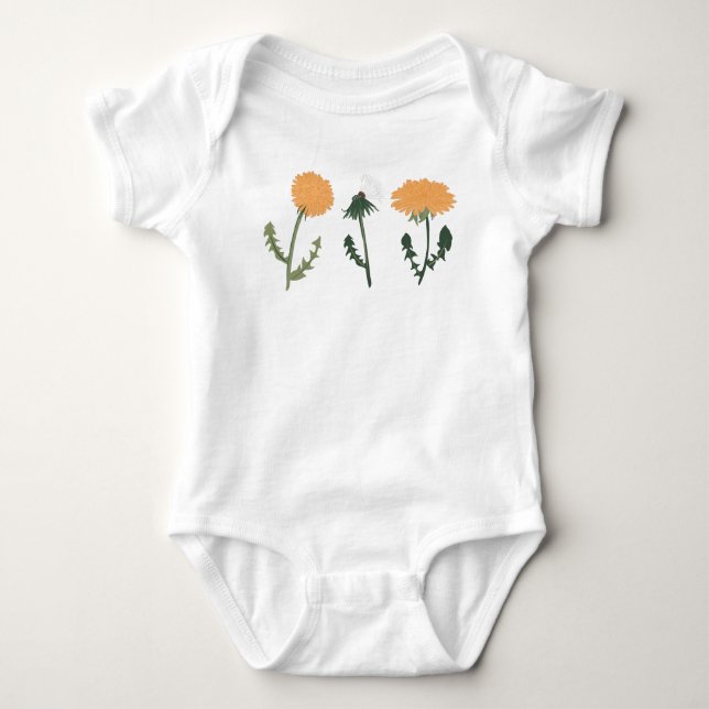 Body Para Bebé Dandelion Flowers Naranja Floral Motif (Anverso)