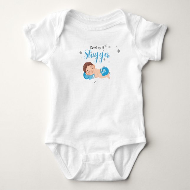 Body Para Bebé David mi lil slugger camiseta (Anverso)