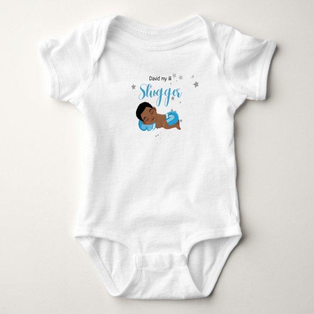 Body Para Bebé David mi lil slugger camiseta (Anverso)