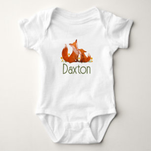 Body Para Bebé Daxton Custom Name Revelar Fox Boy Woodland Animal