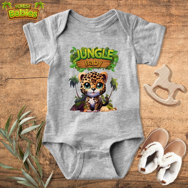 Body Para Bebé 🐆 de gatos gatos kitanos de Safari, jungla tropic (Jungle Baby Leopard Cub T-bodysuit, Cute Kitten Woodland Wildlife Kitty Cat nature-inspired shirt 🐆)