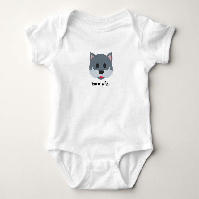 Body Para Bebé De una sola pieza infantil gráfico del lobo (Anverso)