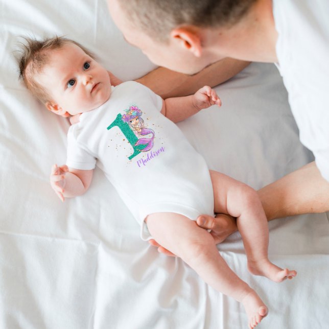 Body Para Bebé Debajo del mar Sirenita Primer Cumpleaños Baby Bod (Subido por el creador)