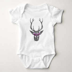 Body Para Bebé Deer con gafas rosadas de sol