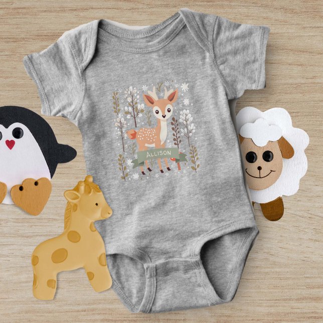 Body Para Bebé Deer de humedales, amigos de bosques y género neut (Woodland Deer, Gender Neutral Baby bodysuit)