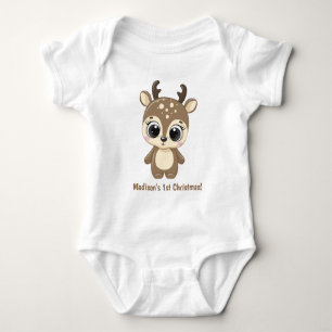 Body Para Bebé Deer de Navidades de corte de texto personalizado