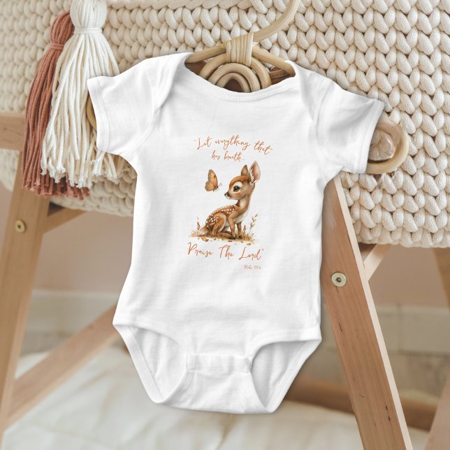 Body Para Bebé Deer Y Mariposa Alaban Al Señor Cristiano (Subido por el creador)