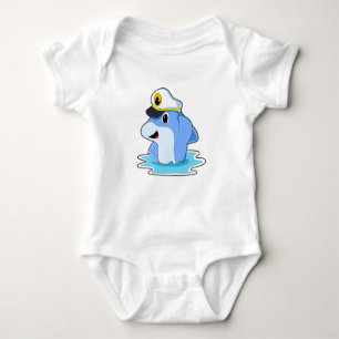 Body Para Bebé Delfín como capitán con Gorra