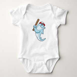 Body Para Bebé Delfín en el béisbol como bateador