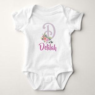 Body Para Bebé Delilah Nombre Bebé conjunto Letra D Romper Floral