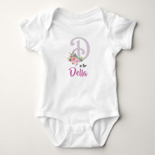 Body Para Bebé Della Nombre Bebé Traje Letra D Romper Chica Flora