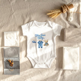 Body Para Bebé Denim Bear Clothesline Boy Blue Jean Baby Shower