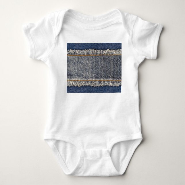 Body Para Bebé Denim Blue Jeans: Parche doble Casual (Anverso)