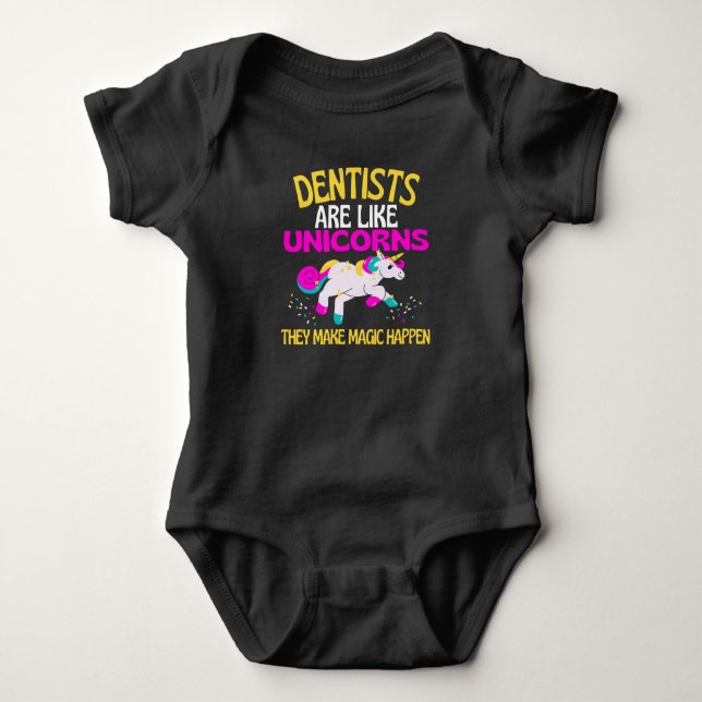 Body Para Bebé Dentista Unicornio , mágico dentista unicornio (Anverso)
