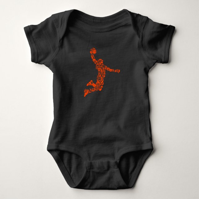 Body Para Bebé Deportes de Mate de Baloncesto Digital (Anverso)