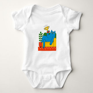 Body Para Bebé Design - Blue Cat Trophy Lounger - T-Shirt Baby