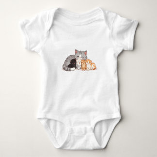 Body Para Bebé Design - Kitten Family Cuddle Portrait - T-Shirt