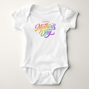 Body Para Bebé Día de la Madre Colorido Feliz Caligrafía Arcoíris