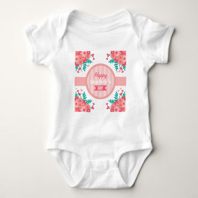 Body Para Bebé Día de la Madre floral (Anverso)