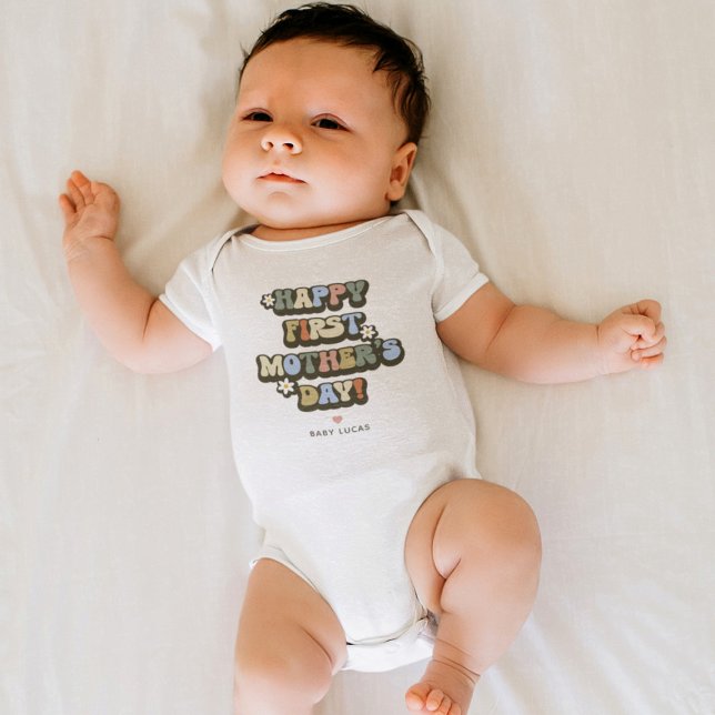 Body Para Bebé Día de la primera madre retro (Subido por el creador)