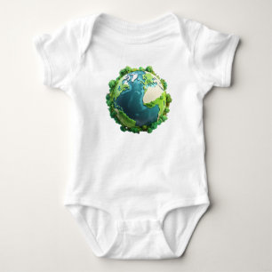 Body Para Bebé Día de la Tierra Verde y Azul con árboles