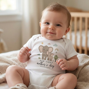 Body Para Bebé Día de las Madres Minimal Elefante Mamá Bebé