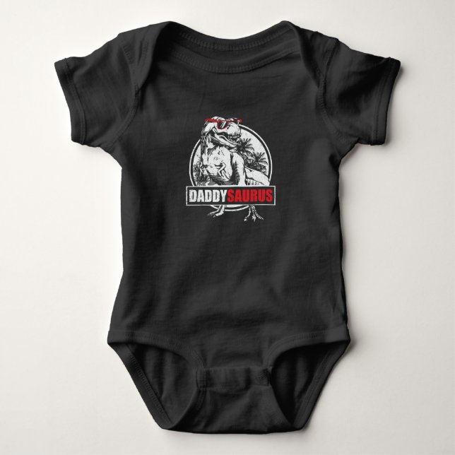 Body Para Bebé Día de los Padres Funny de DaddySaurus T-rex Dinos (Anverso)