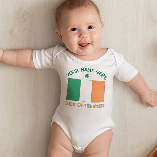 Body Para Bebé Día de San Patricio Bandera de Irlanda Nombre Pers