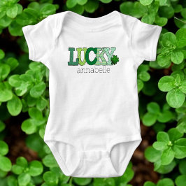 Body Para Bebé Día de San Patricio Letras Verdes Afortunadas Pers