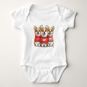 Body Para Bebé Día de San Valentín Pembroke Welsh Corgi Dogs