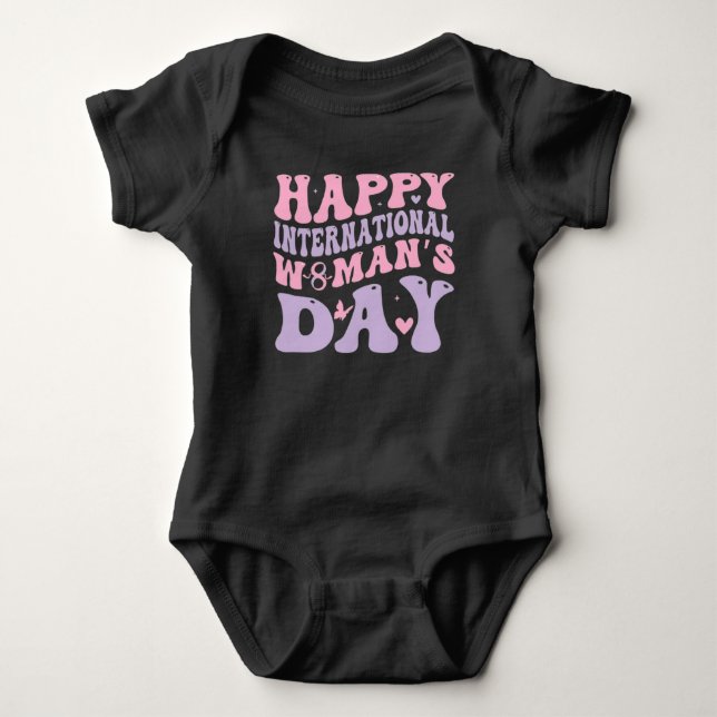 Body Para Bebé Día Feliz de la Mujer Diseño Retro (Anverso)