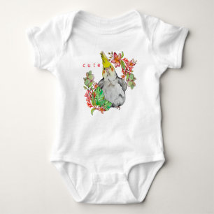 Body Para Bebé Dibujo acuarela de un gracioso loro de Corella