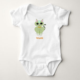 Body Para Bebé Dibujo animado de gato verde lindo