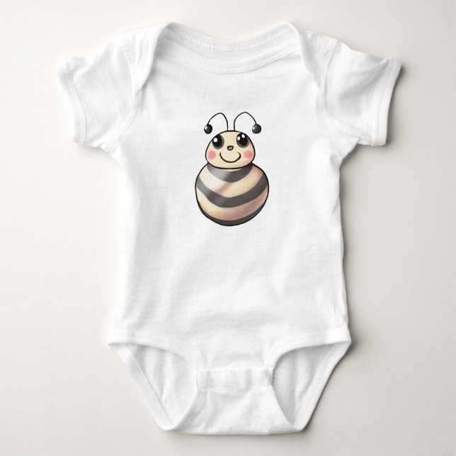 Body Para Bebé Dibujo de abeja sonriente, abeja de dibujos animad (Anverso)