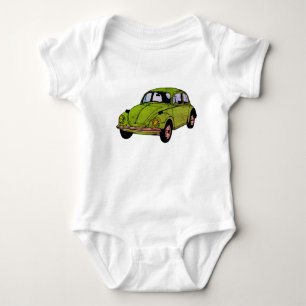 Body Para Bebé Dibujo de Coche Retro Verde Hippie, Bodysuit de Je