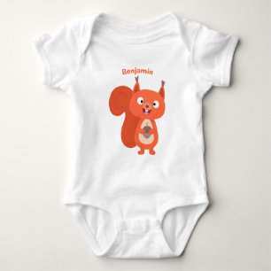 Body Para Bebé Dibujo de ilustración de ardilla roja linda y feli