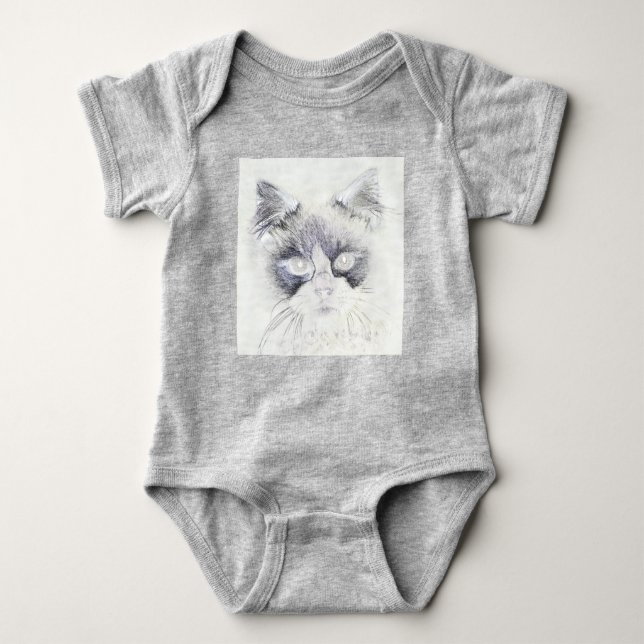Body Para Bebé Dibujo de lápiz de gato (Anverso)