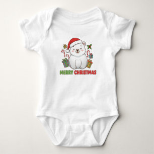 Body Para Bebé Dibujo de oso polar navideño adorable