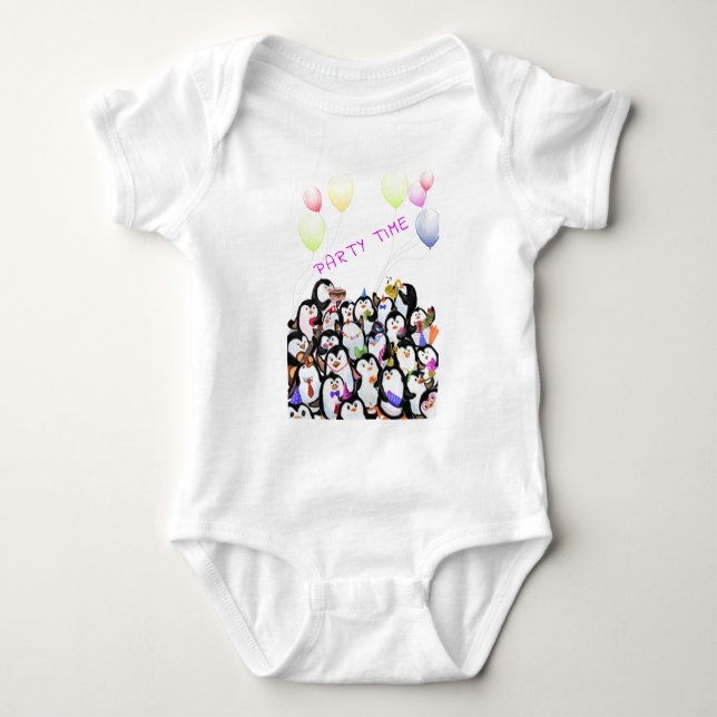 Body Para Bebé Dibujo del Personalizado del Fiesta de los pingüin (Anverso)