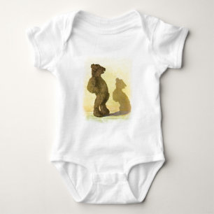 Body Para Bebé Dibujo del vintage: Oso de peluche y su sombra